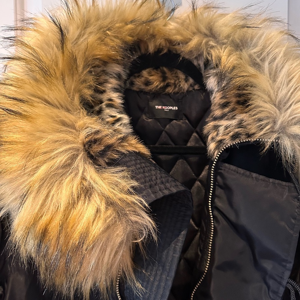 The Kooples Black Utility Jacket Parka with Faux Fur Trim GUC - Picture 3 of 9